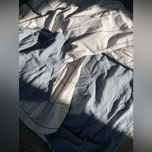 3 piece king stripe with chambray backing duvet and pillow sham faded blue